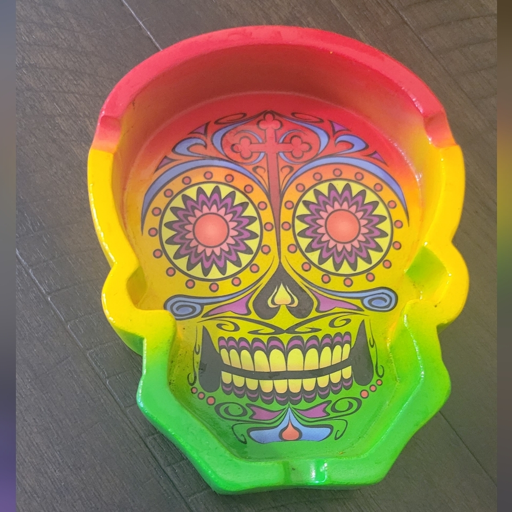 Colorful Sugar Skull Ashtray